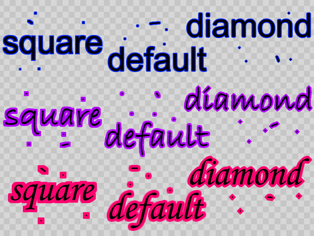Grow object using secondary colour. Affect of different shapes and iterations (3,6 & 9).