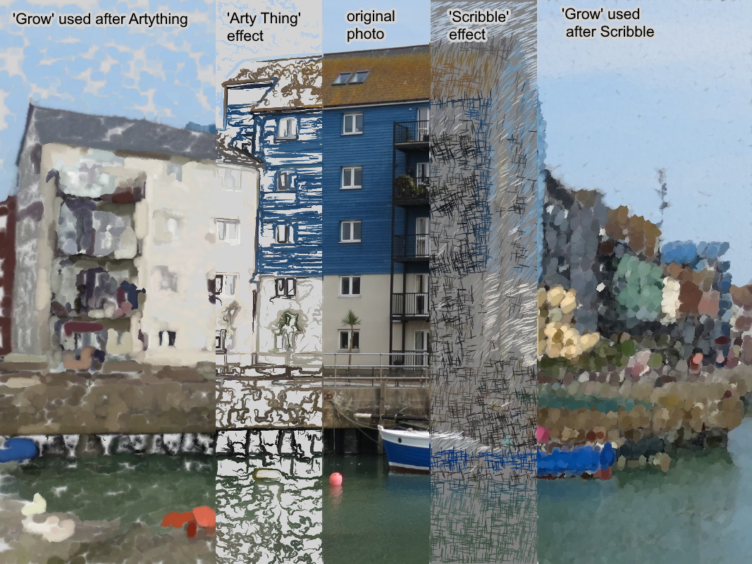 The affect of using 'Grow' (saturation mode) after my 'Artything' and 'Scribble' effects.